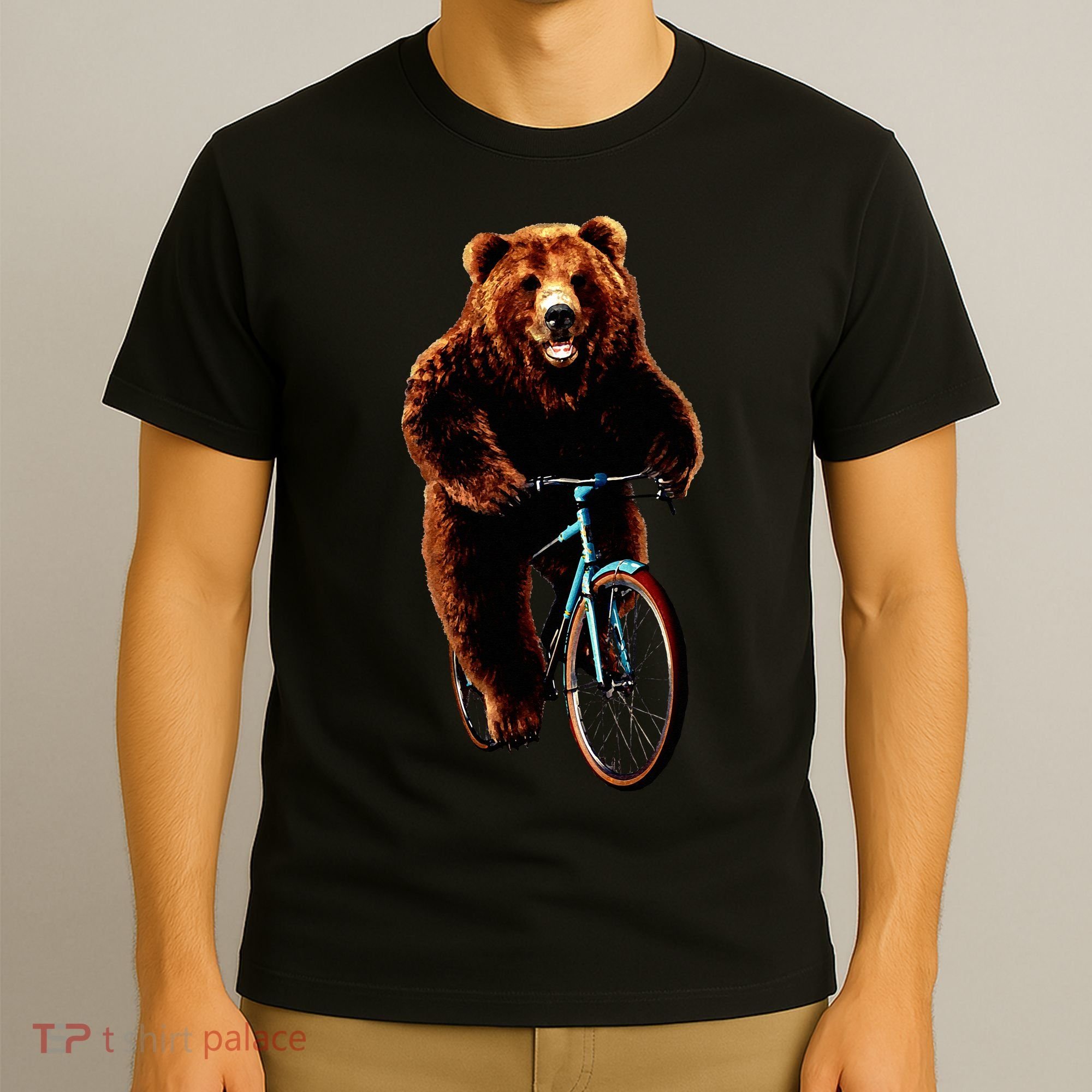 Happy Grizzly Bear Cycling Mountain Bike Bicycle T-Shirt