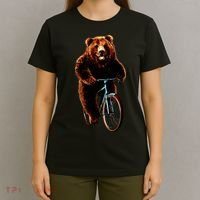 Happy Grizzly Bear Cycling Mountain Bike Bicycle T-Shirt thumb 4