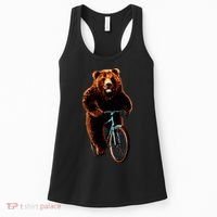 Happy Grizzly Bear Cycling Mountain Bike Bicycle Women's Tank Top thumb 0
