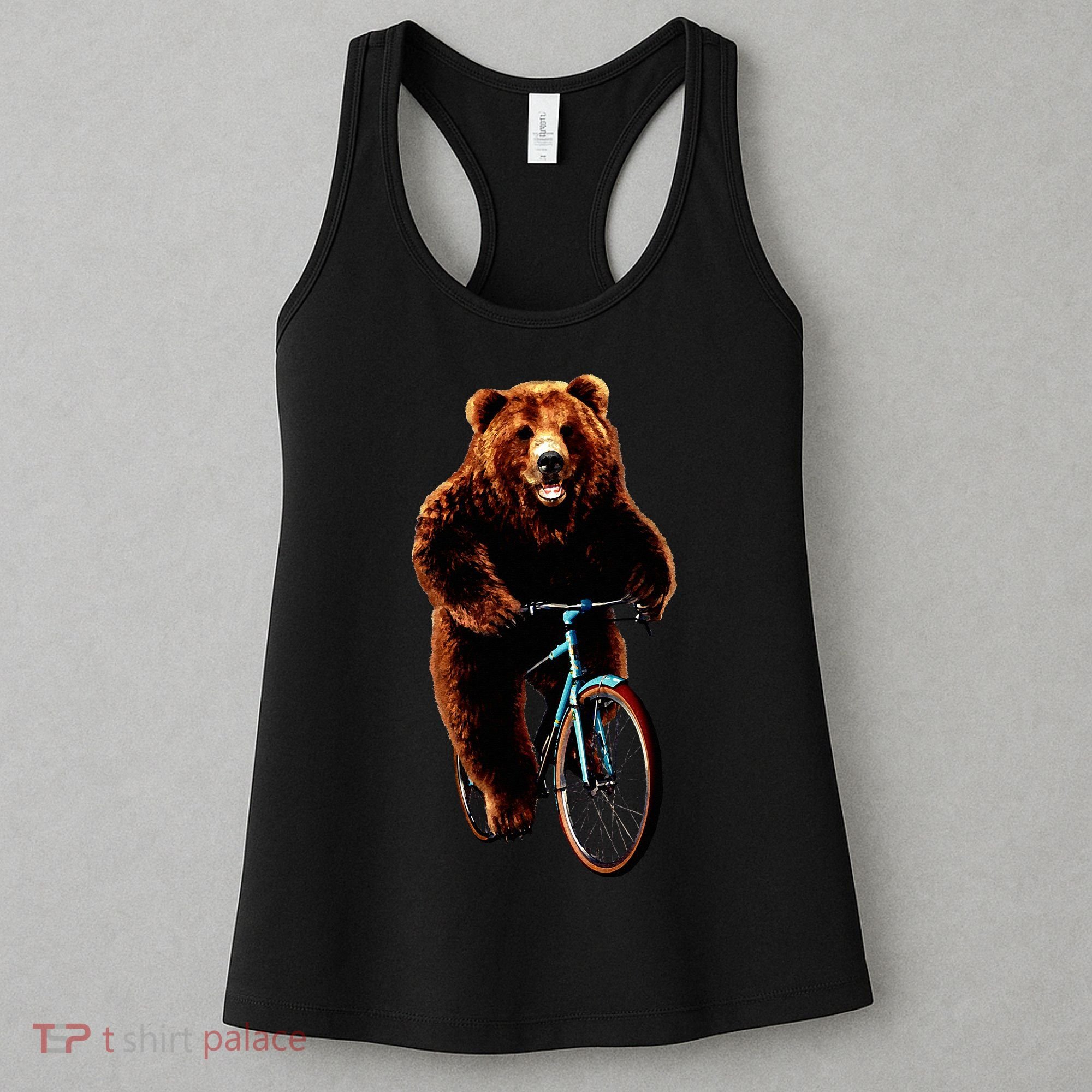 Happy Grizzly Bear Cycling Mountain Bike Bicycle Women's Tank Top
