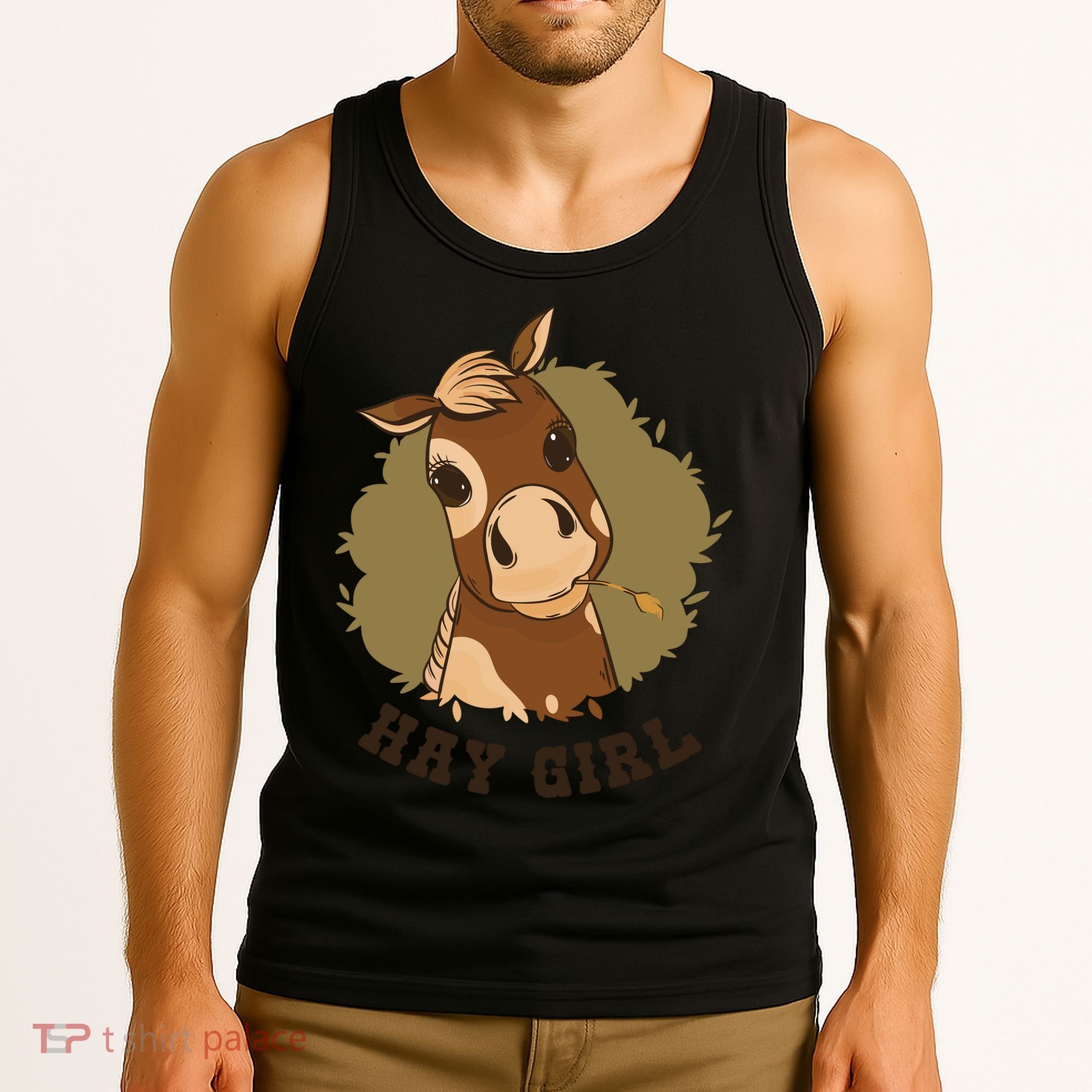 Hay Girl Cute Horse Tank Top