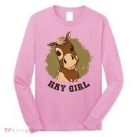Hay Girl Cute Horse Long Sleeve Shirt thumb 0