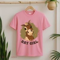 Hay Girl Cute Horse T-Shirt thumb 2