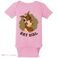 Hay Girl Cute Horse Baby Bodysuit thumb 0