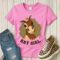 Hay Girl Cute Horse Women's T-Shirt thumb 3