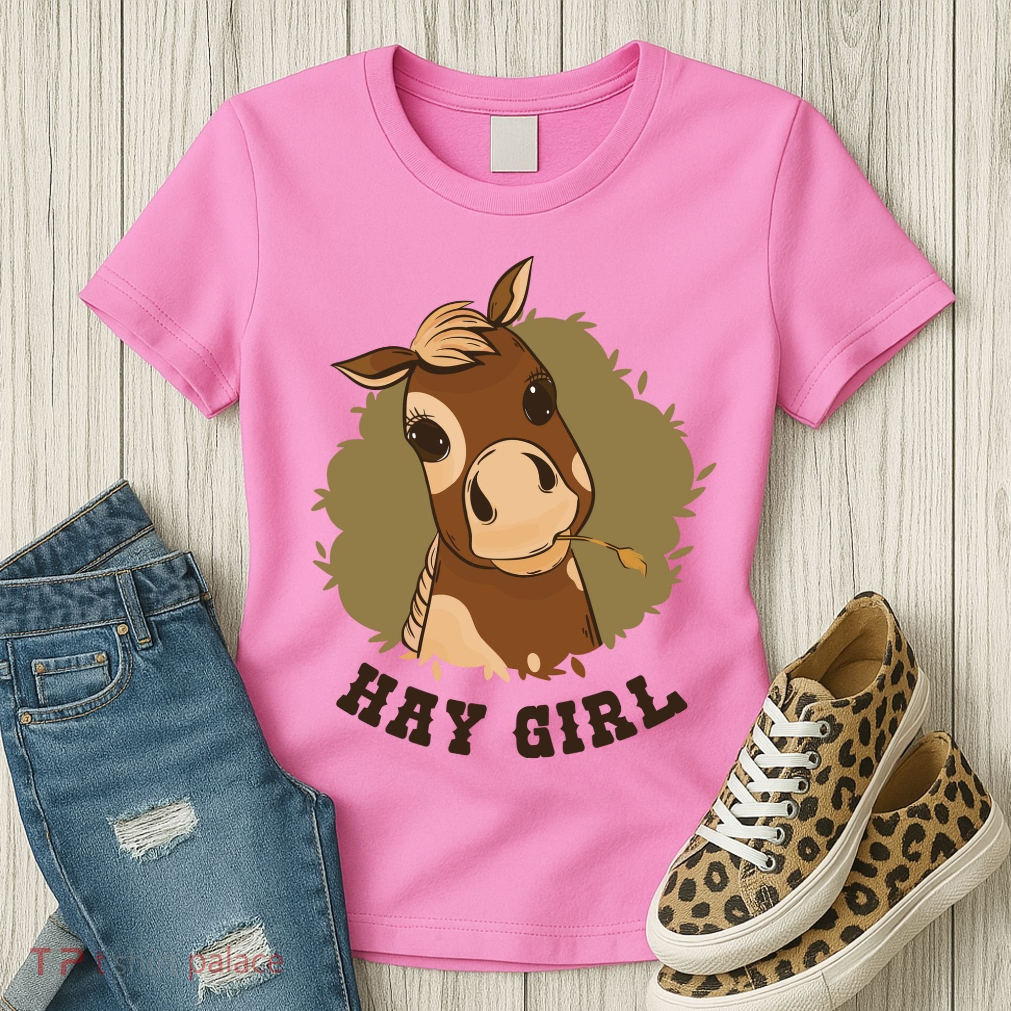 Hay Girl Cute Horse Women's T-Shirt