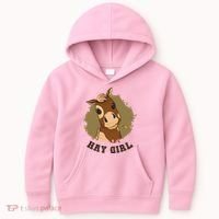 Hay Girl Cute Horse Kids Hoodie thumb 0