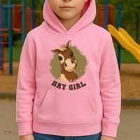 Hay Girl Cute Horse Kids Hoodie thumb 2