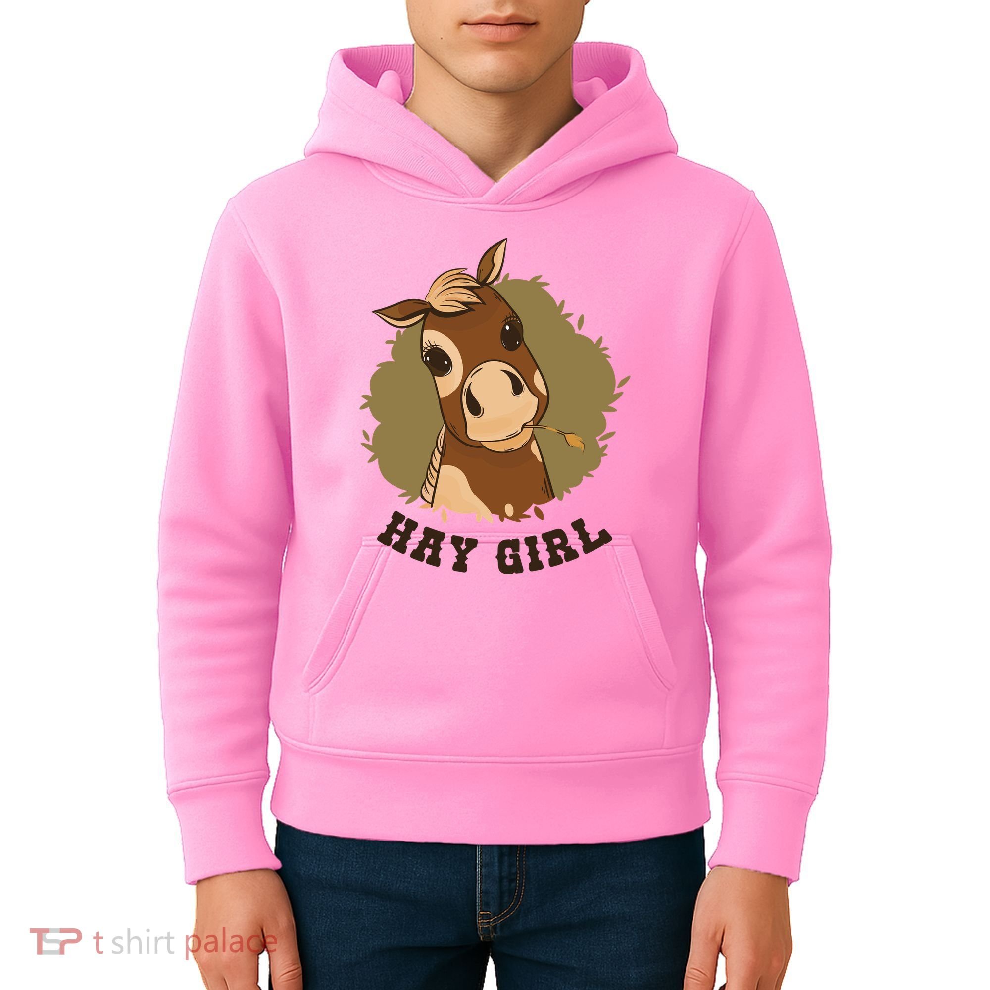 Hay Girl Cute Horse Kids Hoodie