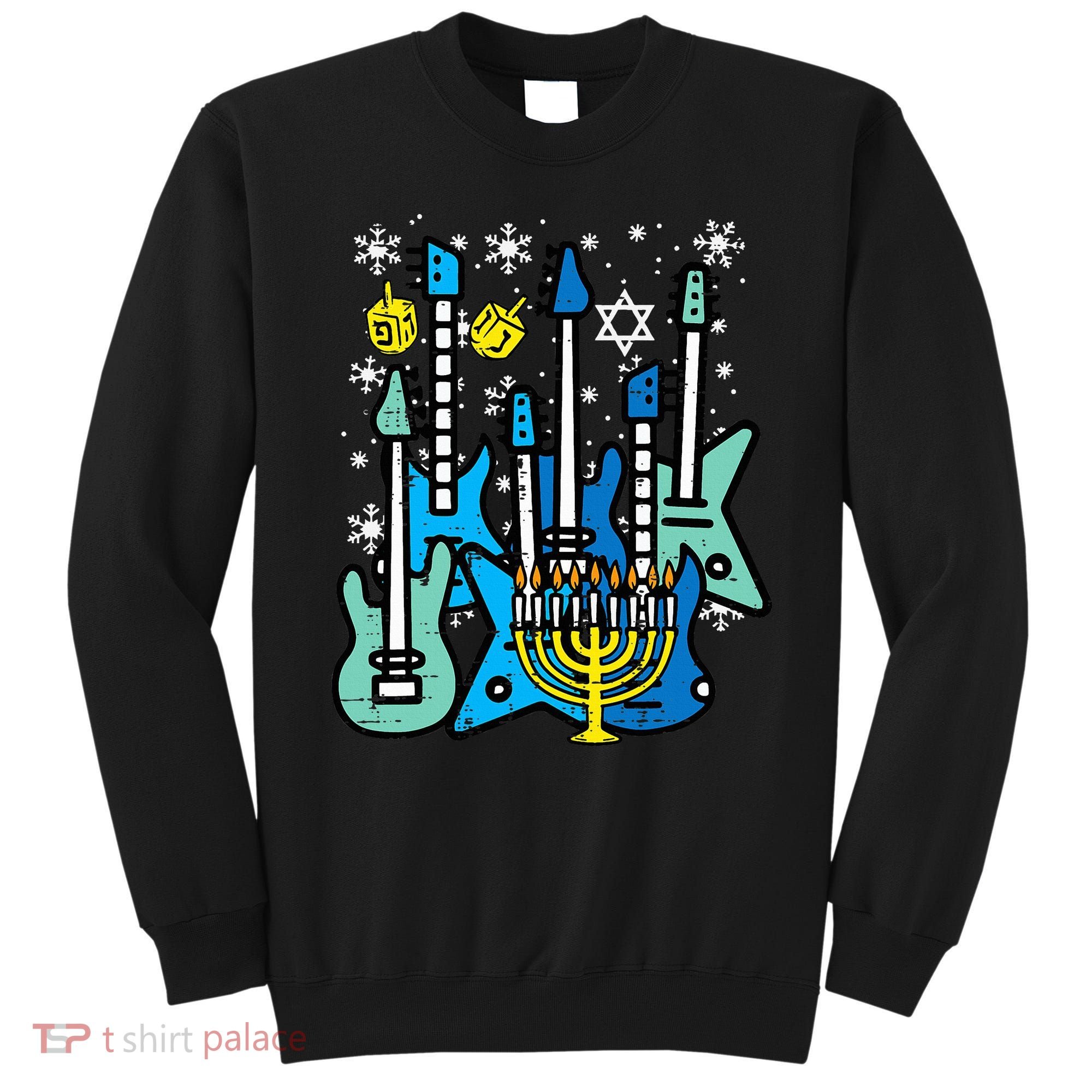 Hanukkah Guitars Chanukah Jewish Rock Rocker  Sweatshirt