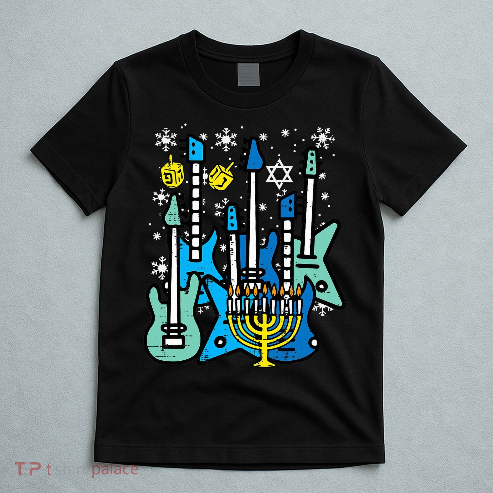Hanukkah Guitars Chanukah Jewish Rock Rocker  T-Shirt