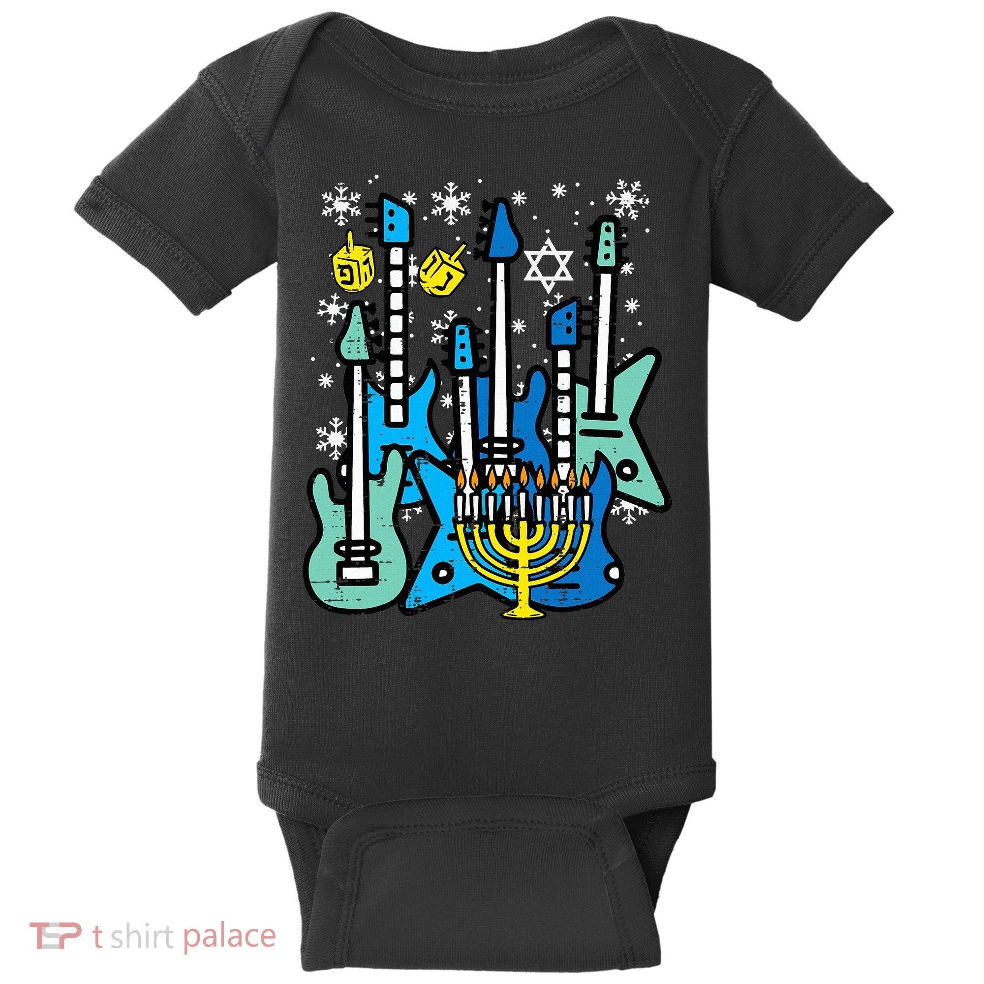 Hanukkah Guitars Chanukah Jewish Rock Rocker  Baby Bodysuit