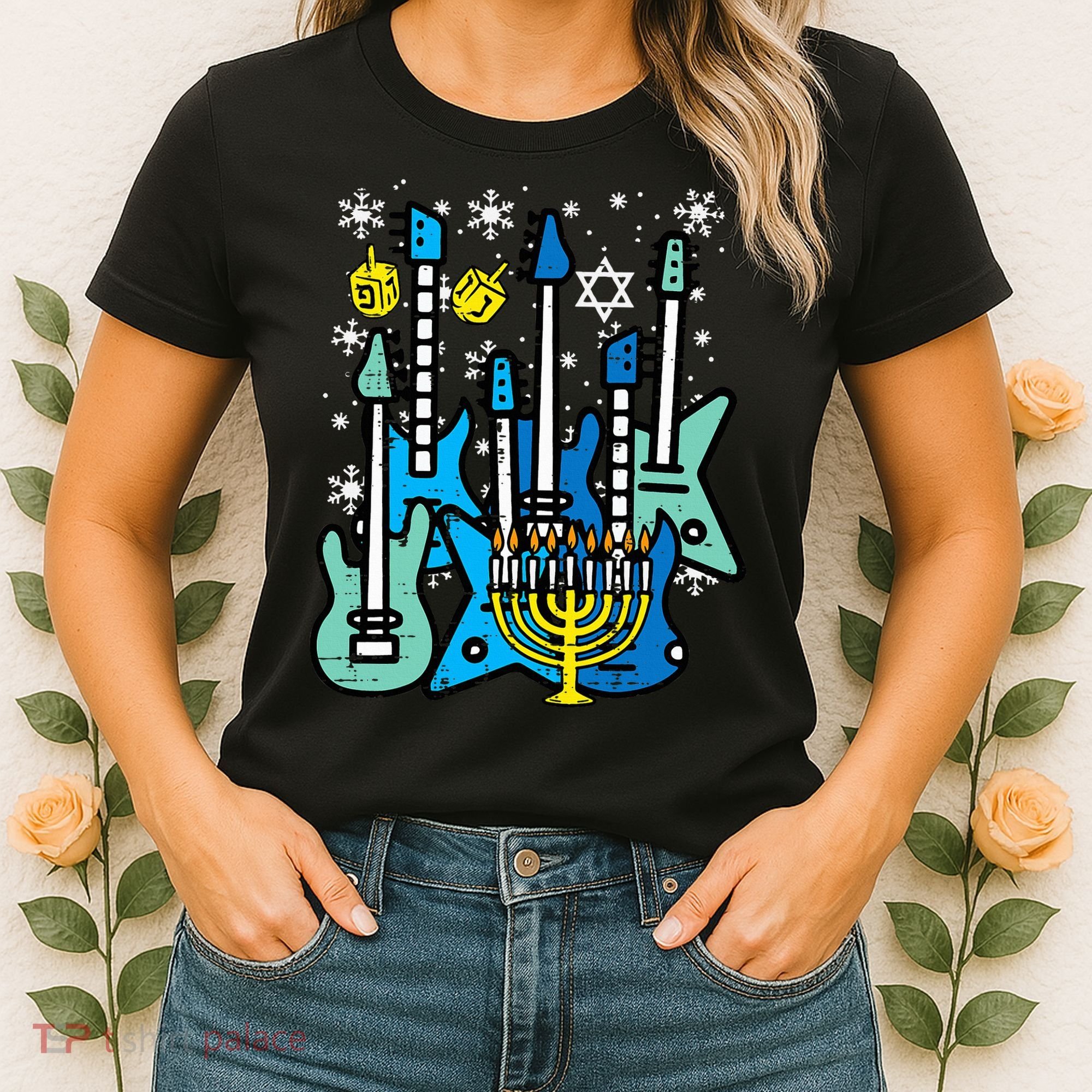 Hanukkah Guitars Chanukah Jewish Rock Rocker  Women's T-Shirt