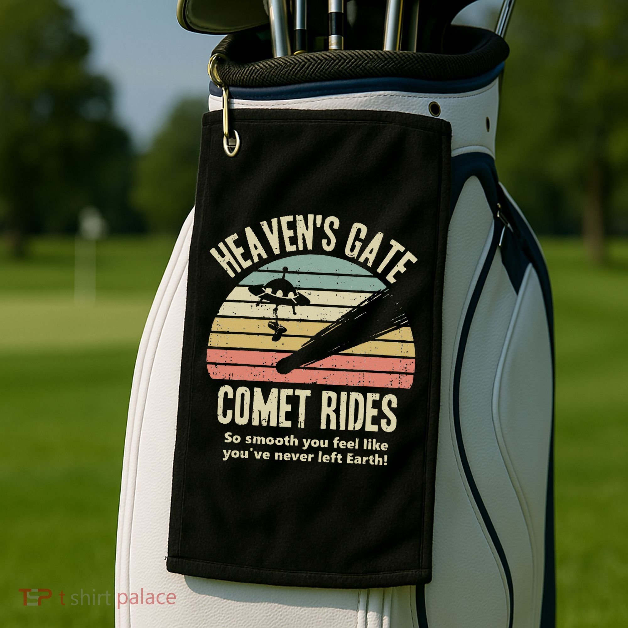 Heaven's Gate Comet Rides Retro Man 90s Space Lover Gift Golf Towel
