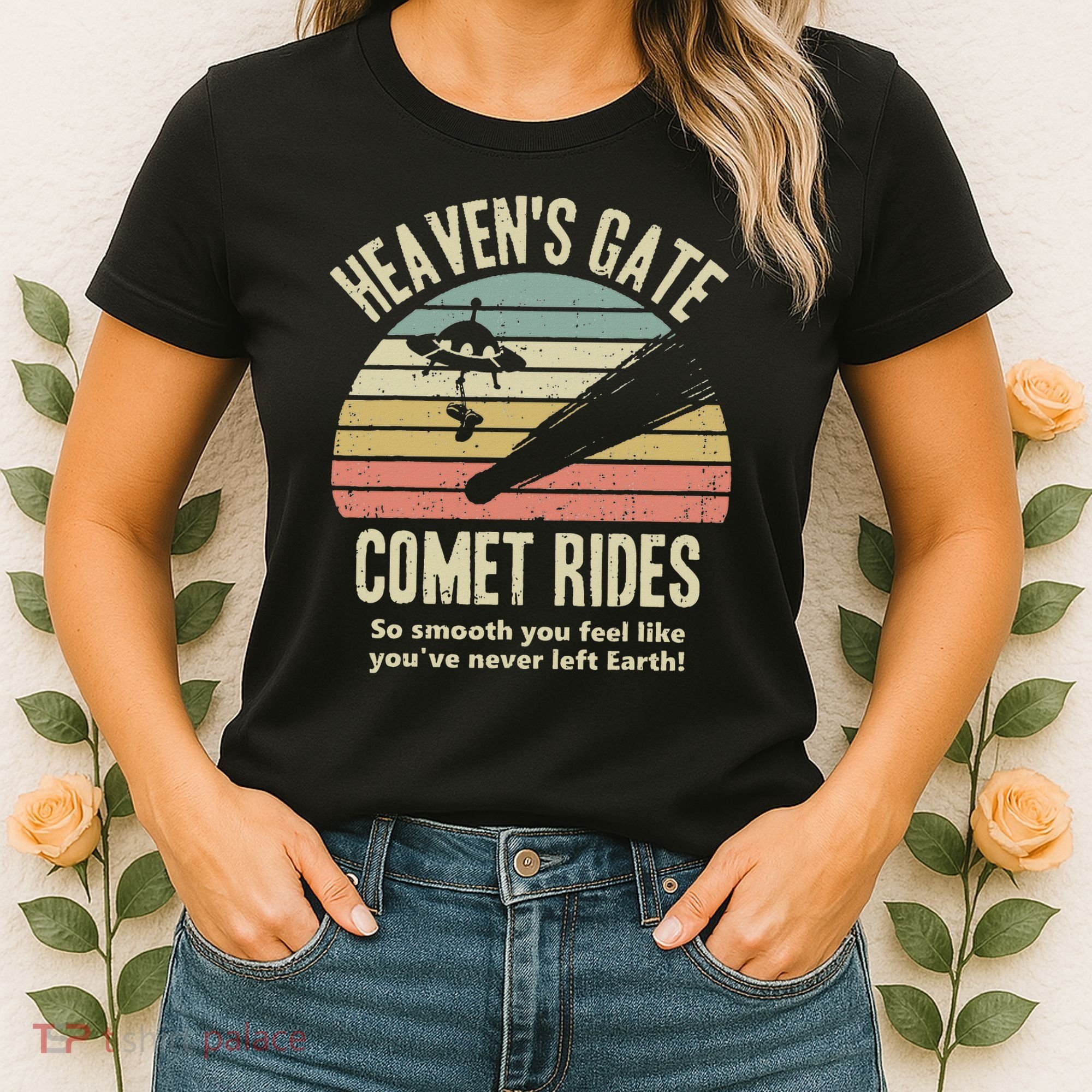 Heaven's Gate Comet Rides Retro Man 90s Space Lover Gift Women's T-Shirt
