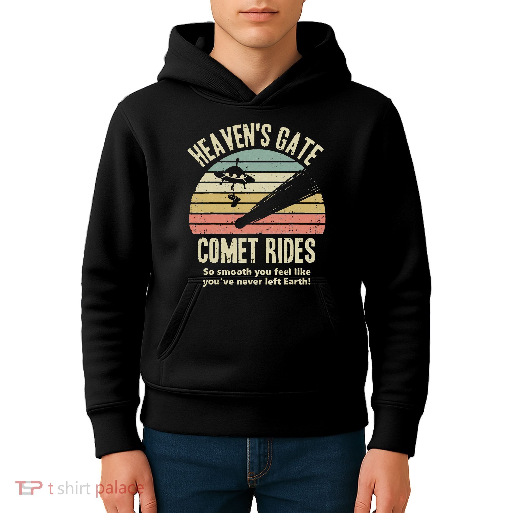Heaven's Gate Comet Rides Retro Man 90s Space Lover Gift Kids Hoodie