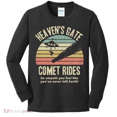 Heaven's Gate Comet Rides Retro Man 90s Space Lover Gift Kids Long Sleeve Shirt
