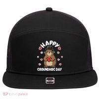 Happy Groundhog Day Punxsutawney Phil 7 Panel Mesh Trucker Snapback Hat thumb 0