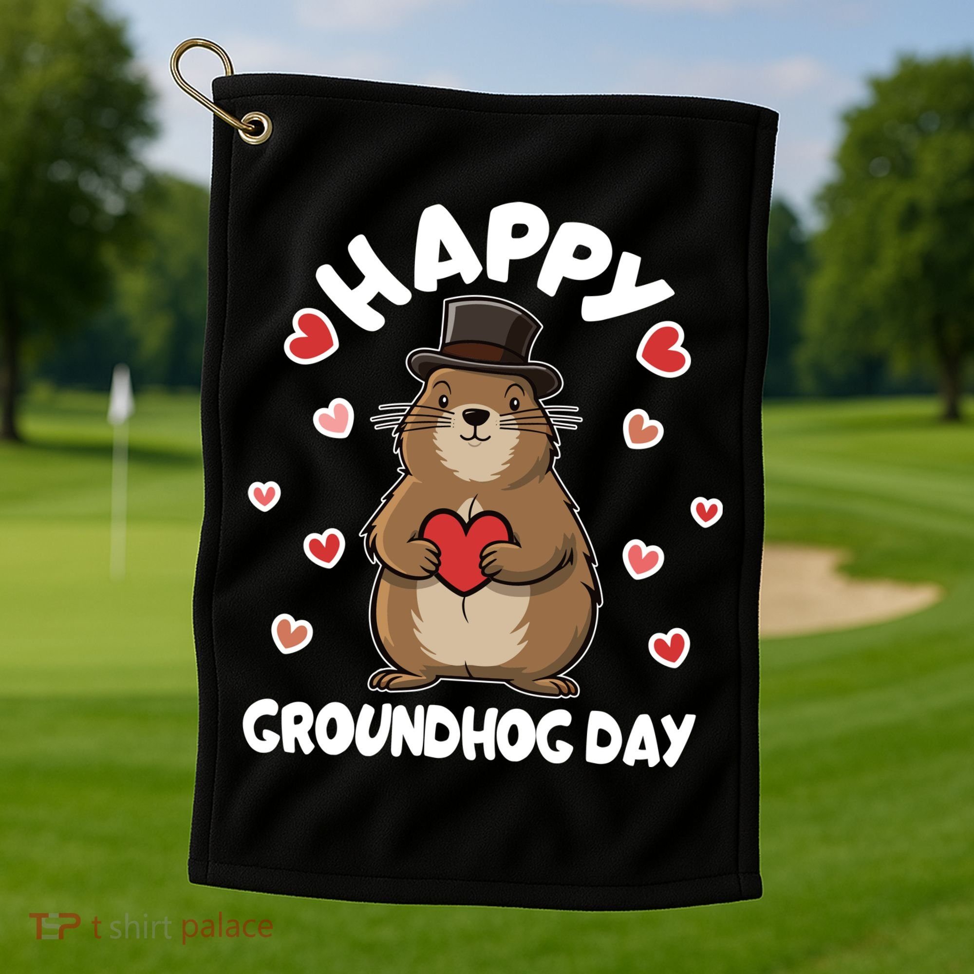 Happy Groundhog Day Punxsutawney Phil Golf Towel