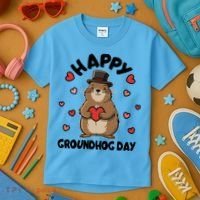 Happy Groundhog Day Punxsutawney Phil Kids T-Shirt thumb 3