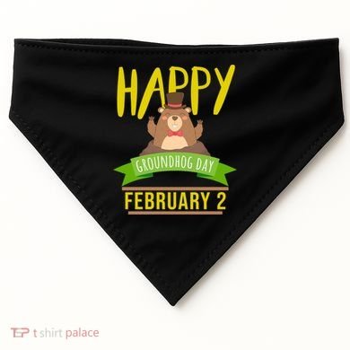 Happy Groundhog Day Respect The Groundhog Gift USA-Made Doggie Bandana