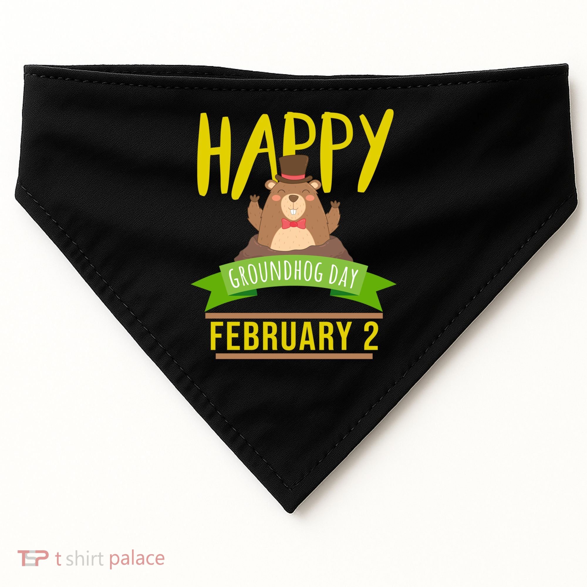 Happy Groundhog Day Respect The Groundhog Gift USA-Made Doggie Bandana