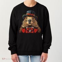 Happy Groundhog Day Ground Hog With Hat Animal Lover Women's Sweatshirt thumb 0
