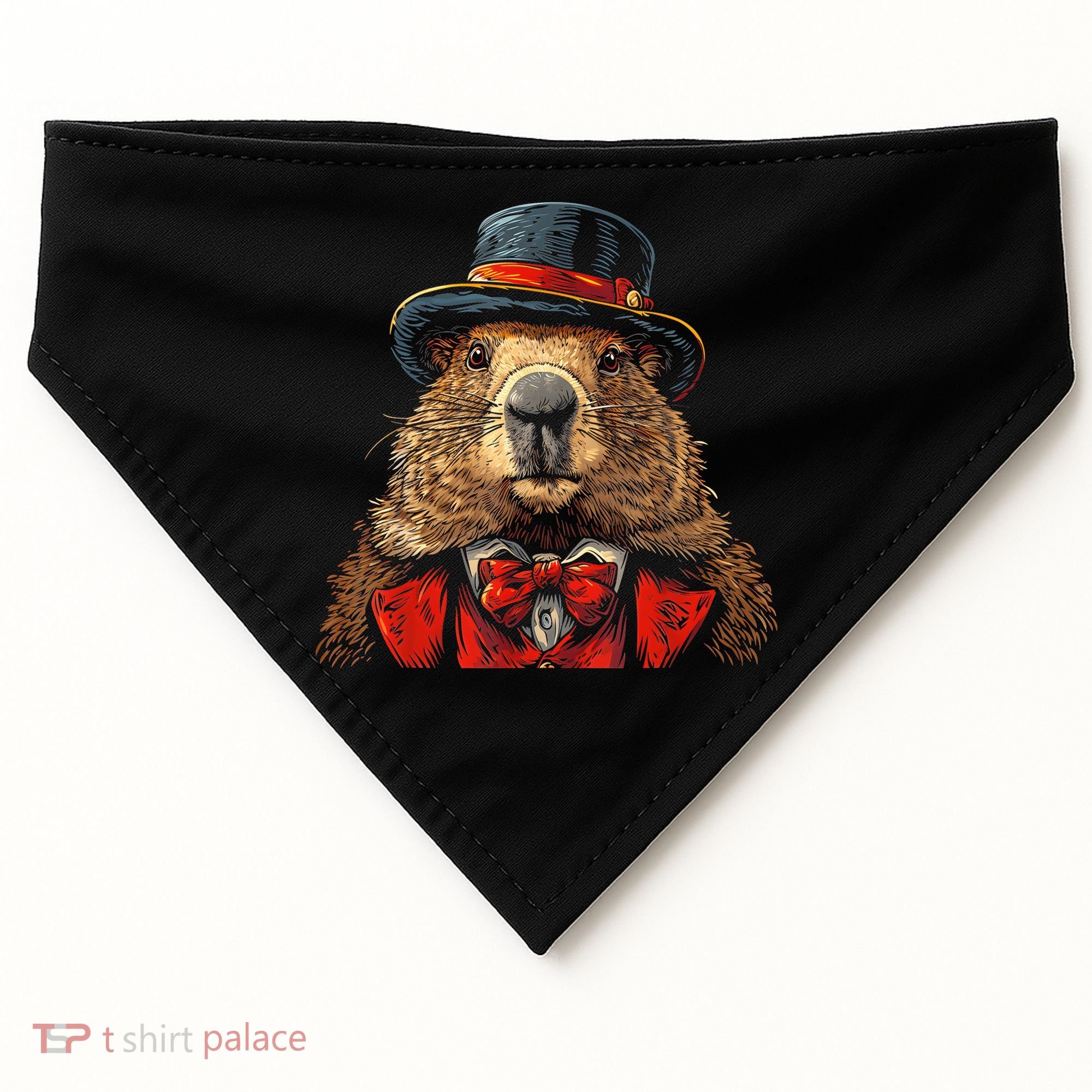 Happy Groundhog Day Ground Hog With Hat Animal Lover USA-Made Doggie Bandana