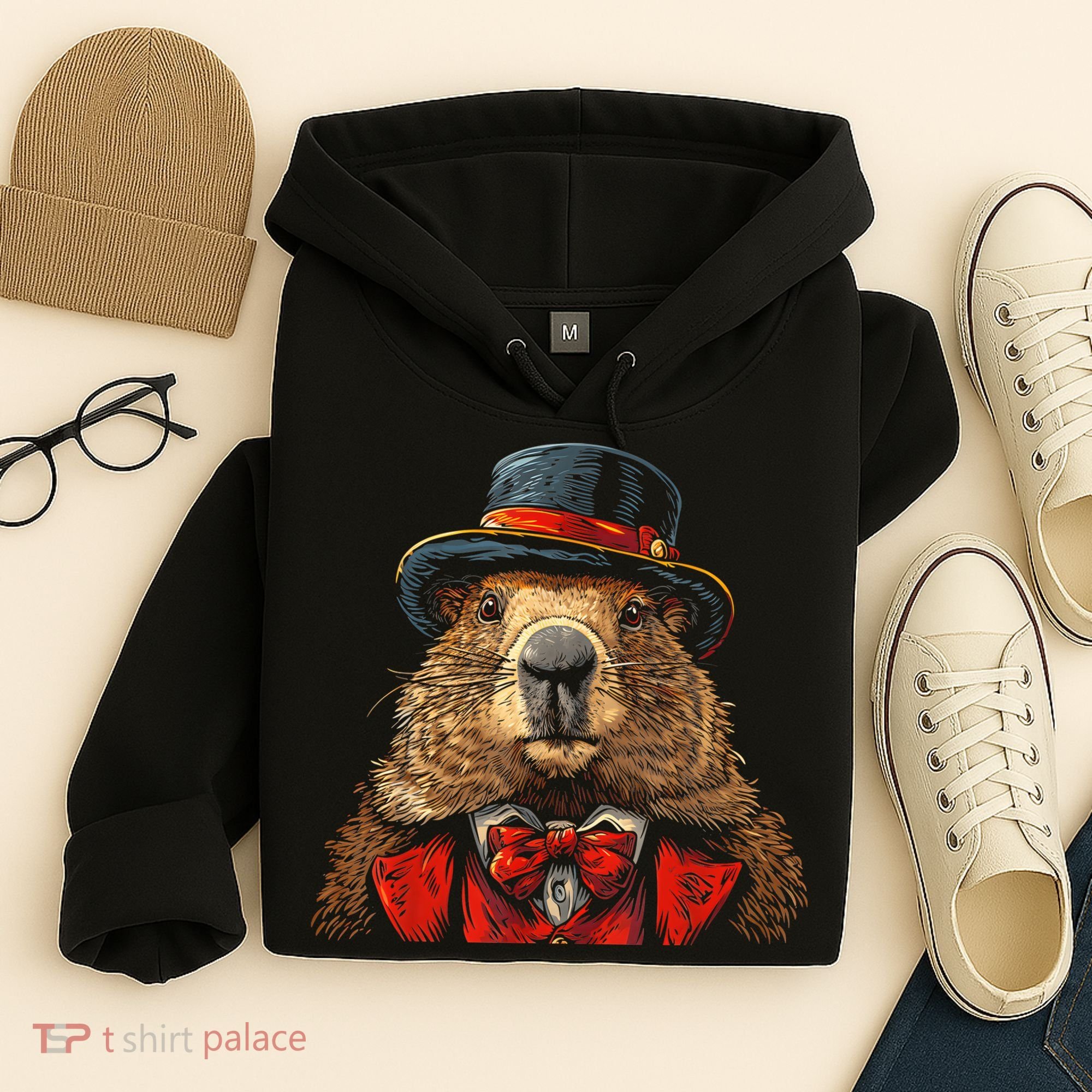Happy Groundhog Day Ground Hog With Hat Animal Lover Hoodie