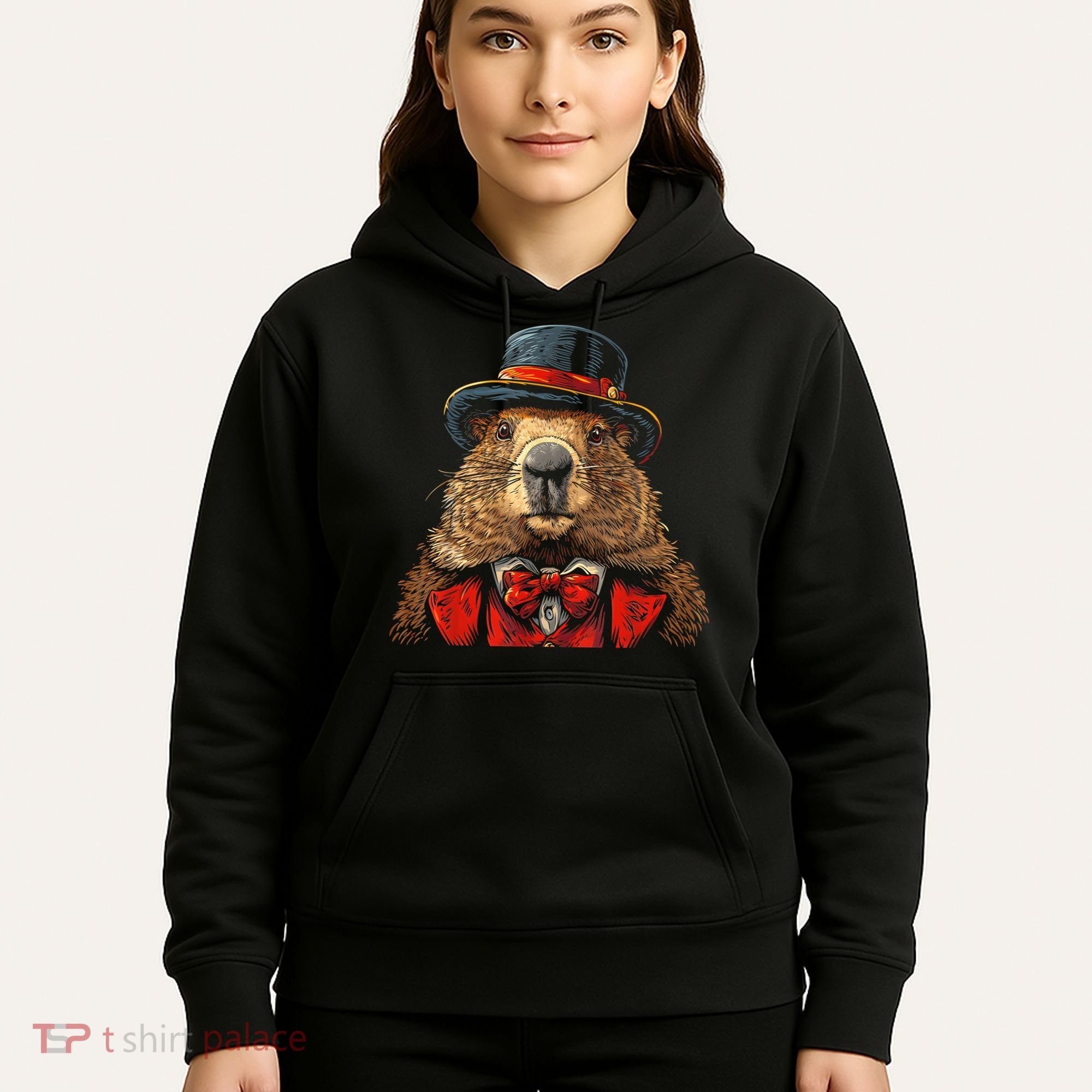Happy Groundhog Day Ground Hog With Hat Animal Lover Hoodie