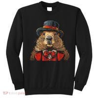 Happy Groundhog Day Ground Hog With Hat Animal Lover Sweatshirt thumb 0