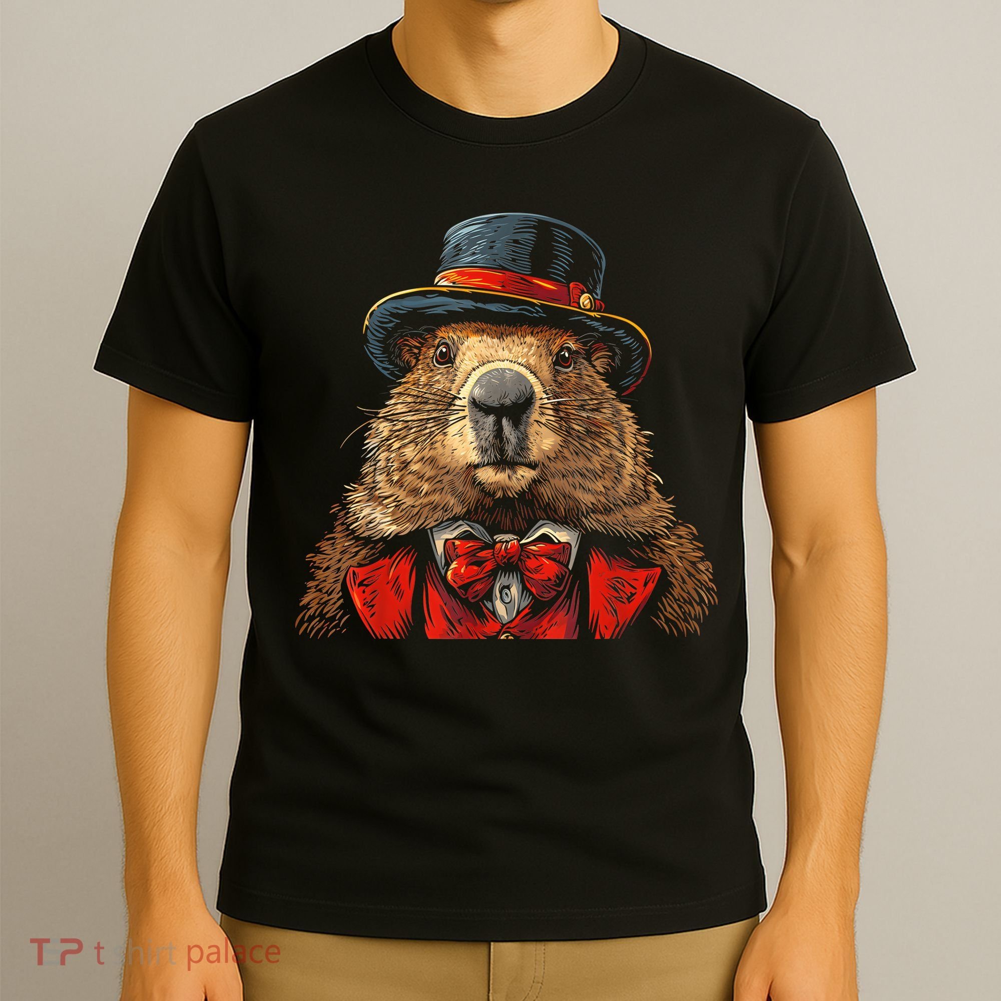 Happy Groundhog Day Ground Hog With Hat Animal Lover T-Shirt