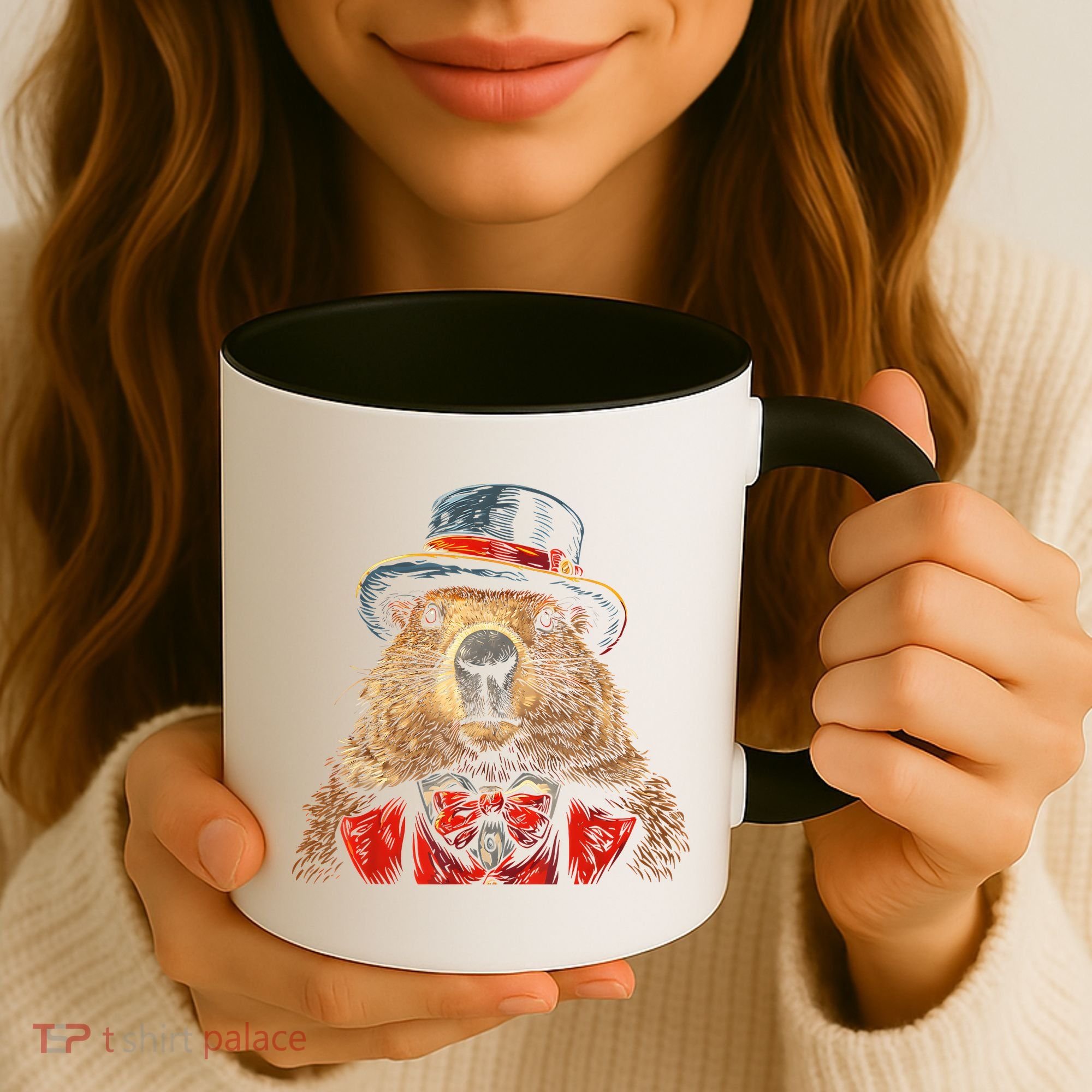 Happy Groundhog Day Ground Hog With Hat Animal Lover Coffee Mug