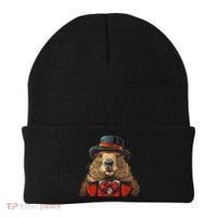 Happy Groundhog Day Ground Hog With Hat Animal Lover Beanie thumb 0