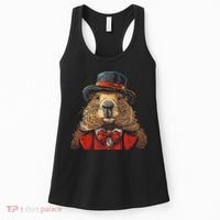 Happy Groundhog Day Ground Hog With Hat Animal Lover Women's Tank Top thumb 0