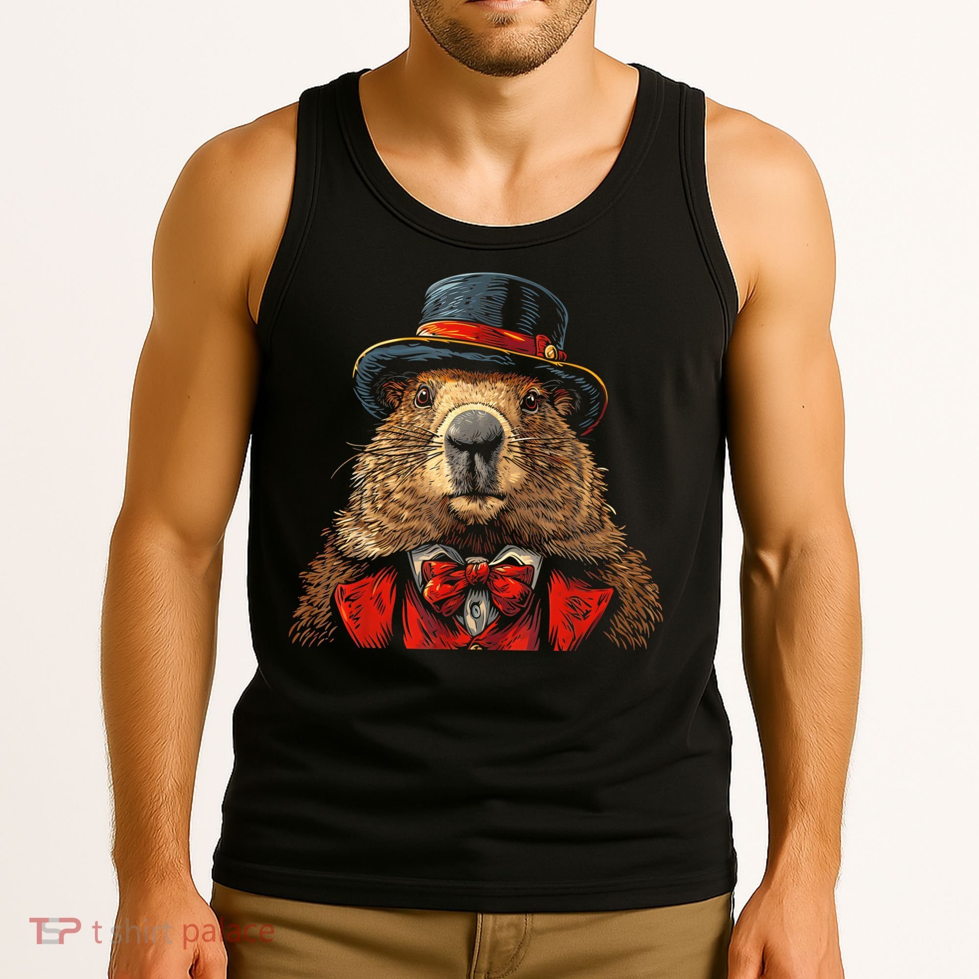Happy Groundhog Day Ground Hog With Hat Animal Lover Tank Top