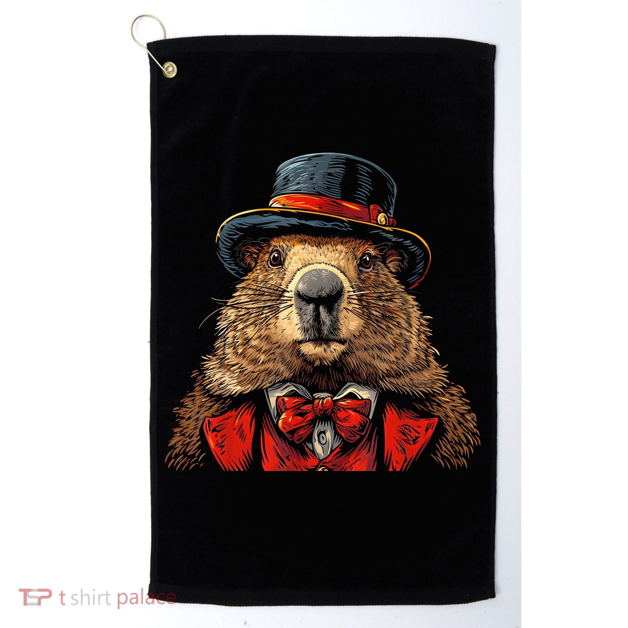 Happy Groundhog Day Ground Hog With Hat Animal Lover Golf Towel