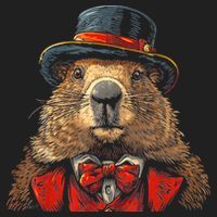 Happy Groundhog Day Ground Hog With Hat Animal Lover Golf Towel thumb 3