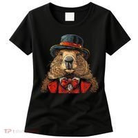 Happy Groundhog Day Ground Hog With Hat Animal Lover Women's T-Shirt thumb 0