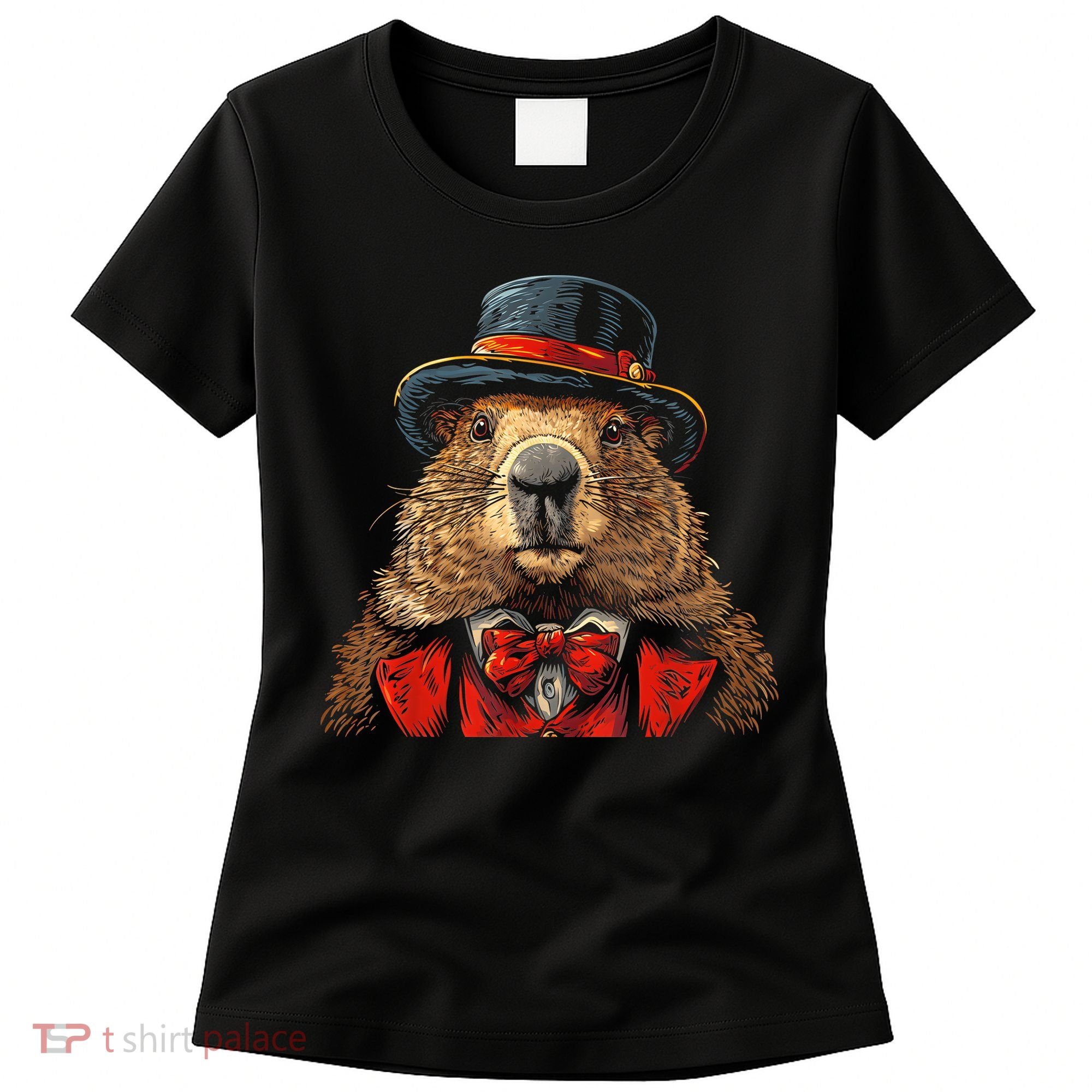Happy Groundhog Day Ground Hog With Hat Animal Lover Women's T-Shirt