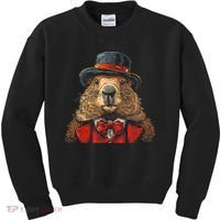 Happy Groundhog Day Ground Hog With Hat Animal Lover Kids Sweatshirt thumb 0