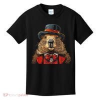 Happy Groundhog Day Ground Hog With Hat Animal Lover Kids T-Shirt thumb 0