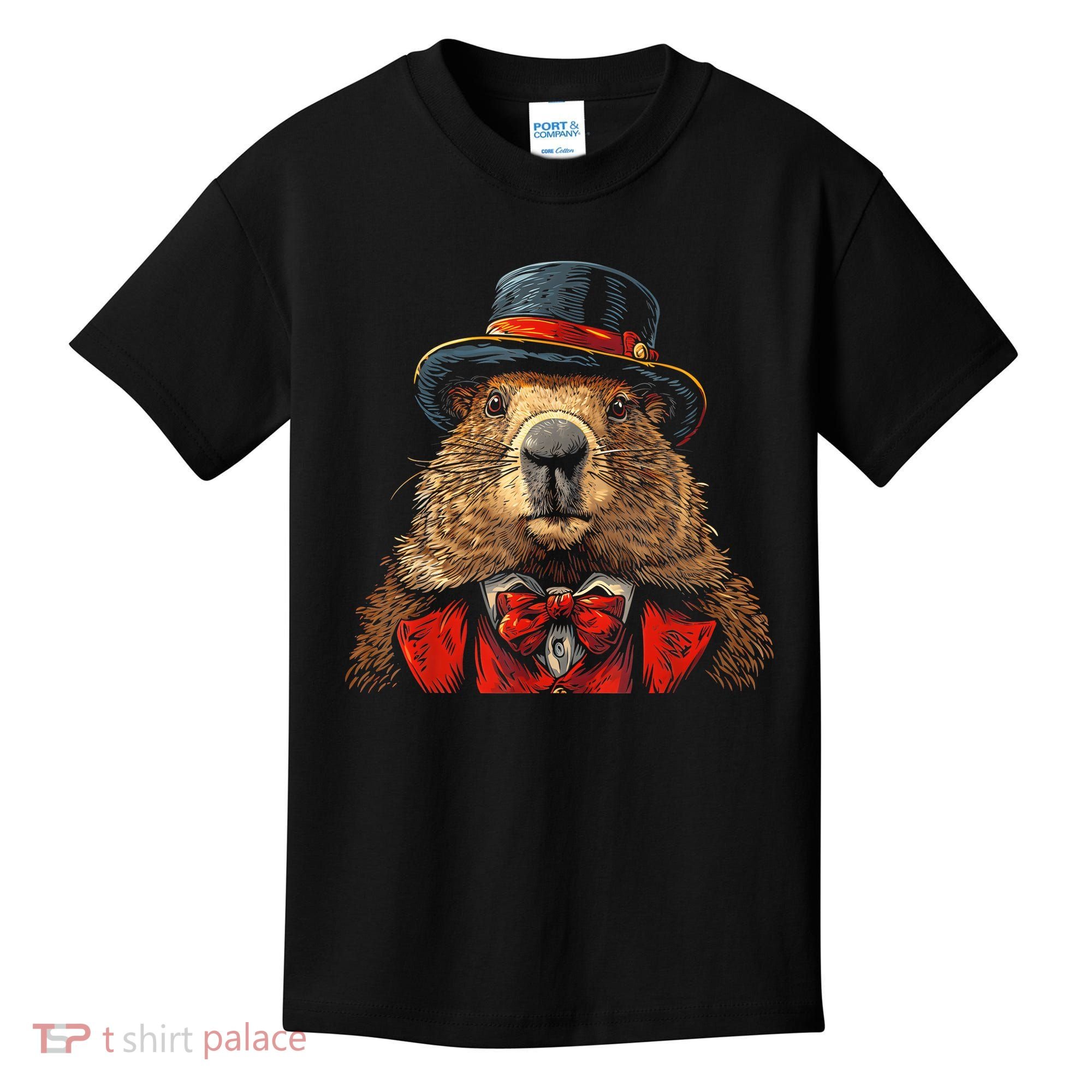 Happy Groundhog Day Ground Hog With Hat Animal Lover Kids T-Shirt