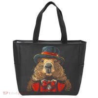 Happy Groundhog Day Ground Hog With Hat Animal Lover Tote Bag thumb 0