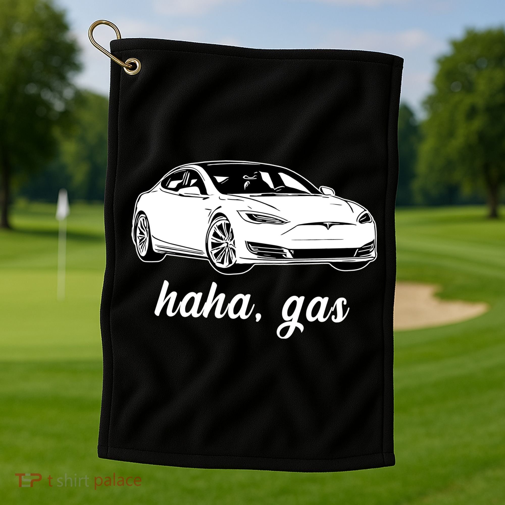 Haha Gas Electric Car Golf Towel