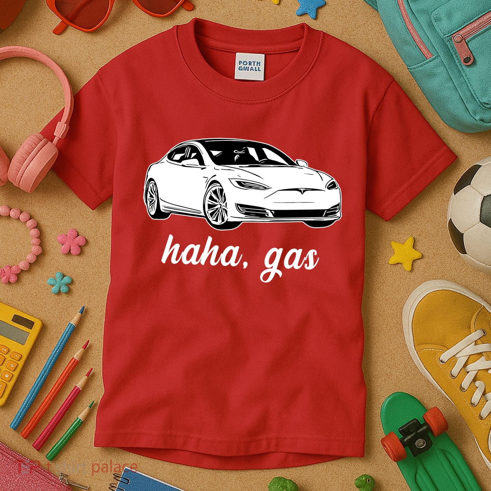 Haha Gas Electric Car Kids T-Shirt