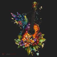 Hummingbird Guitar Floral Musician Nature Lover Bird Beanie thumb 2