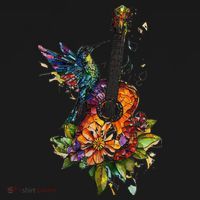 Hummingbird Guitar Floral Musician Nature Lover Bird Women's Hoodie thumb 2
