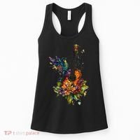 Hummingbird Guitar Floral Musician Nature Lover Bird Women's Tank Top thumb 0
