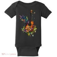 Hummingbird Guitar Floral Musician Nature Lover Bird Baby Bodysuit thumb 0